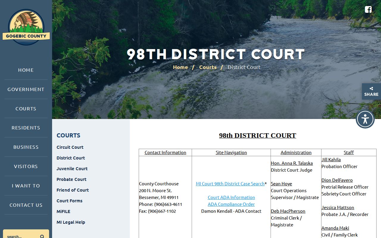 Gogebic County weekly arrest log court follow-up at 98th District Court