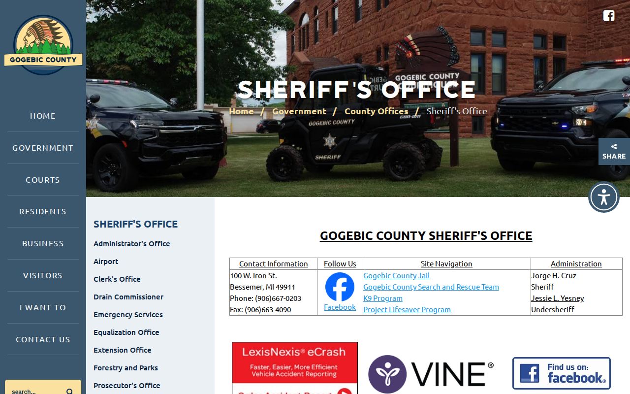Gogebic County Sheriff Office arrest records and jail operations page