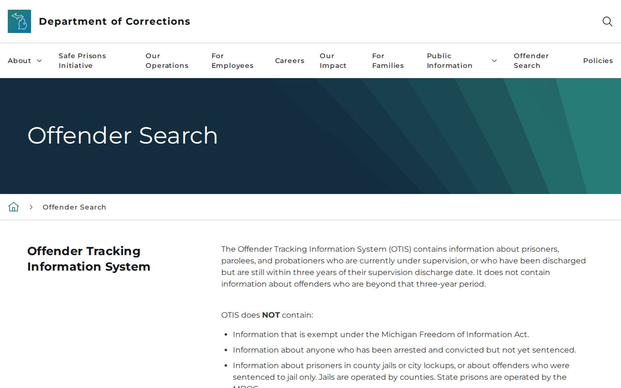 Gogebic County arrest follow-up through MDOC OTIS state custody search